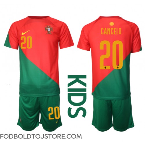 Portugal Joao Cancelo #20 Hjemmebanesæt Børn VM 2022 Kortærmet (+ Korte bukser)